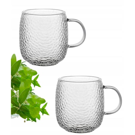 KUBEK SZKLANY SZKLANKA 2szt 380ml DEKOR na herbatę kawę napoje prezenty box