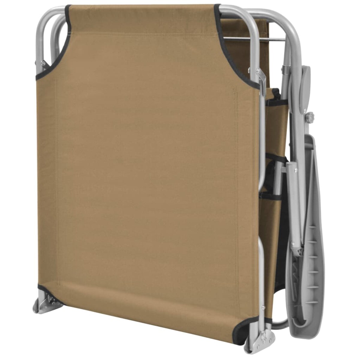 vidaXL Składany leżak z daszkiem, stalowy, taupe