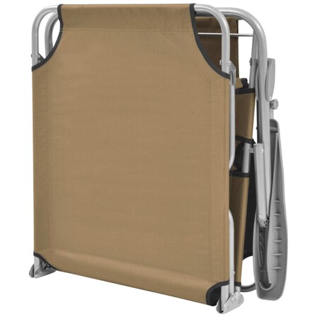 vidaXL Składany leżak z daszkiem, stalowy, taupe