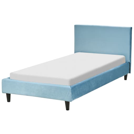 Łóżko welurowe 90 x 200cm błękitne FITOU