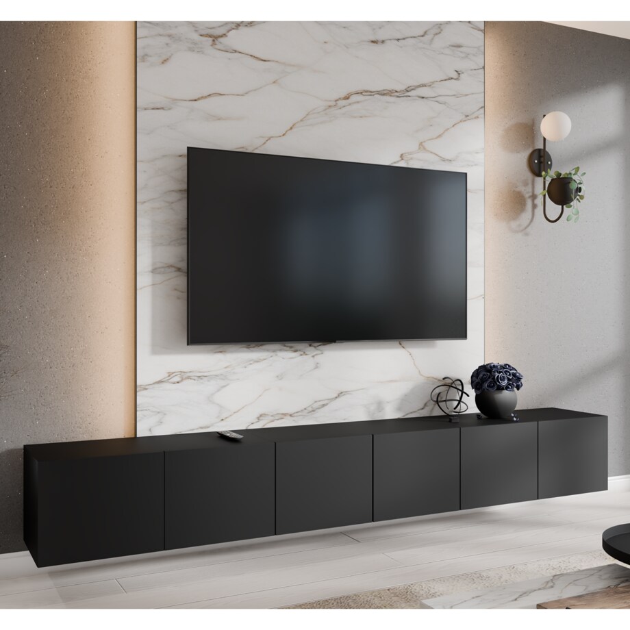 Szafka RTV LION 300 zamknięta pod telewizor, do salonu-czarna