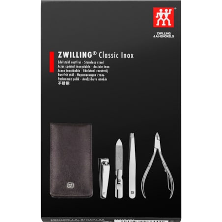 Zestaw podróżny Zwilling Classic Inox – czarne, skórzane etui, 4 elementy - Czarny