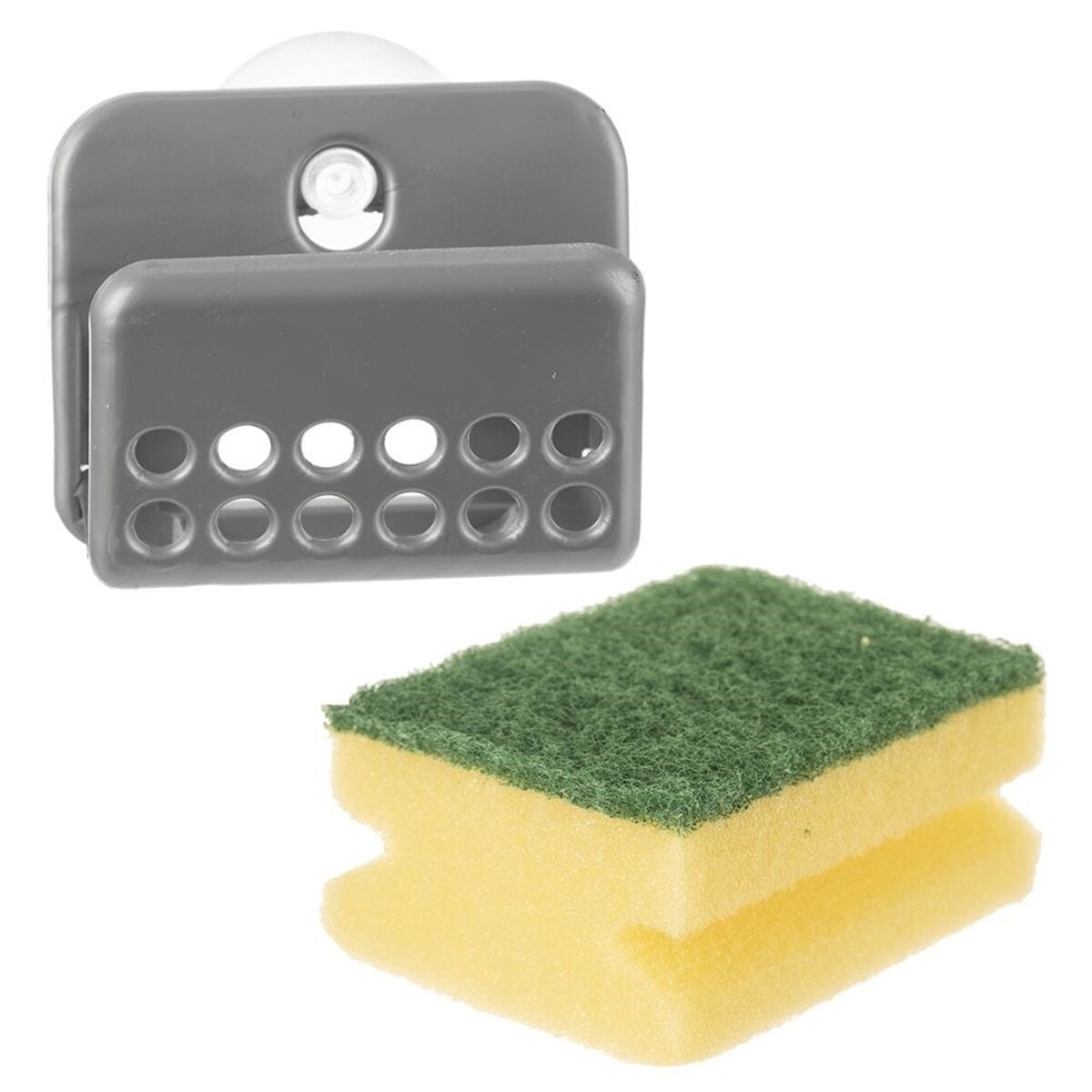 Uchwyt Kuchenny na Gąbkę do Naczyń Szary Wieszak Ociekacz z Przyssawką