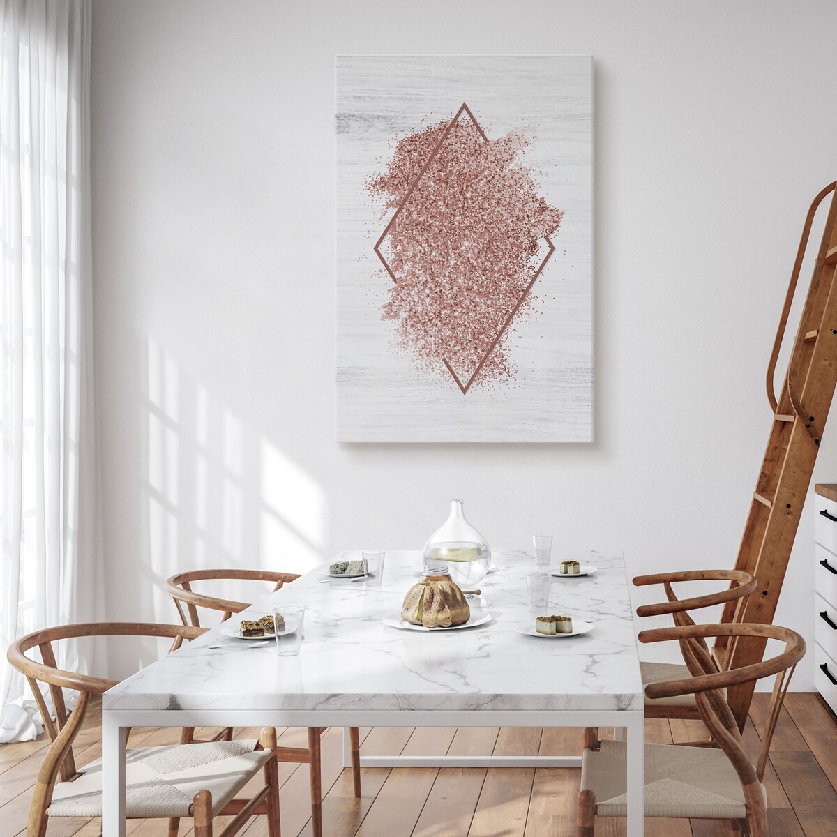 Obraz Różowy Romb Imitacja Drewna Styl Glamour 30x40cm