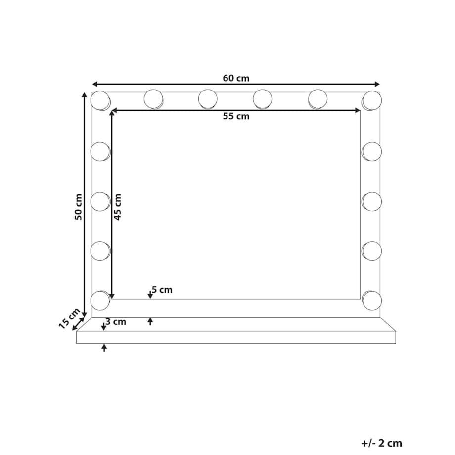 Metalowe lustro do makijażu stojące LED 50 x 60 cm białe BEAUVOIR