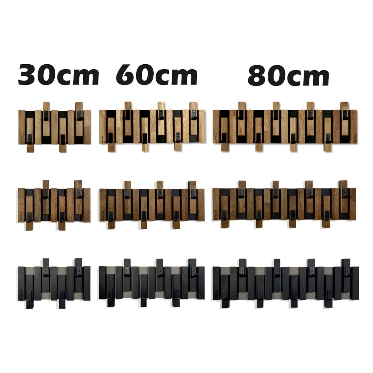 Czarny wieszak ścienny na ubrania Lamele Mini 60cm