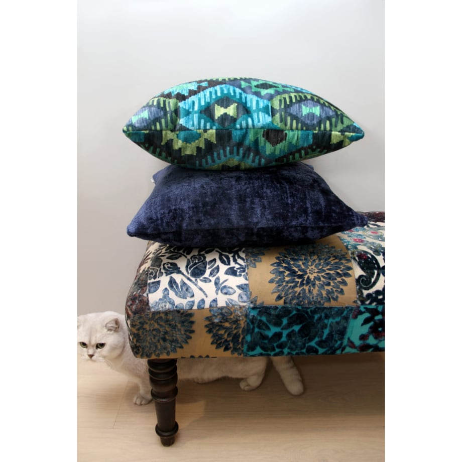 Poduszka welurowa Aztek Boho 45x45 cm -turkus