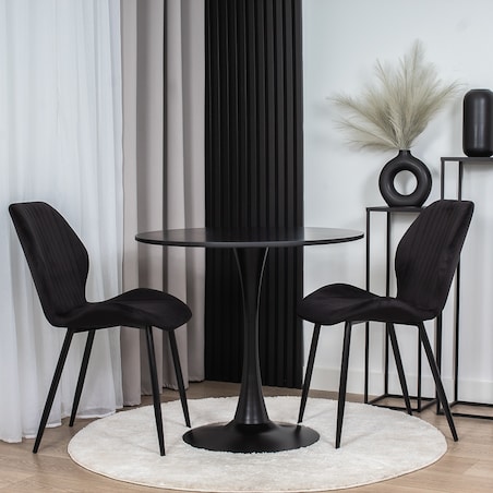 Krzesło tapicerowane czarne welurowe pikowane do salonu jadalni velvet