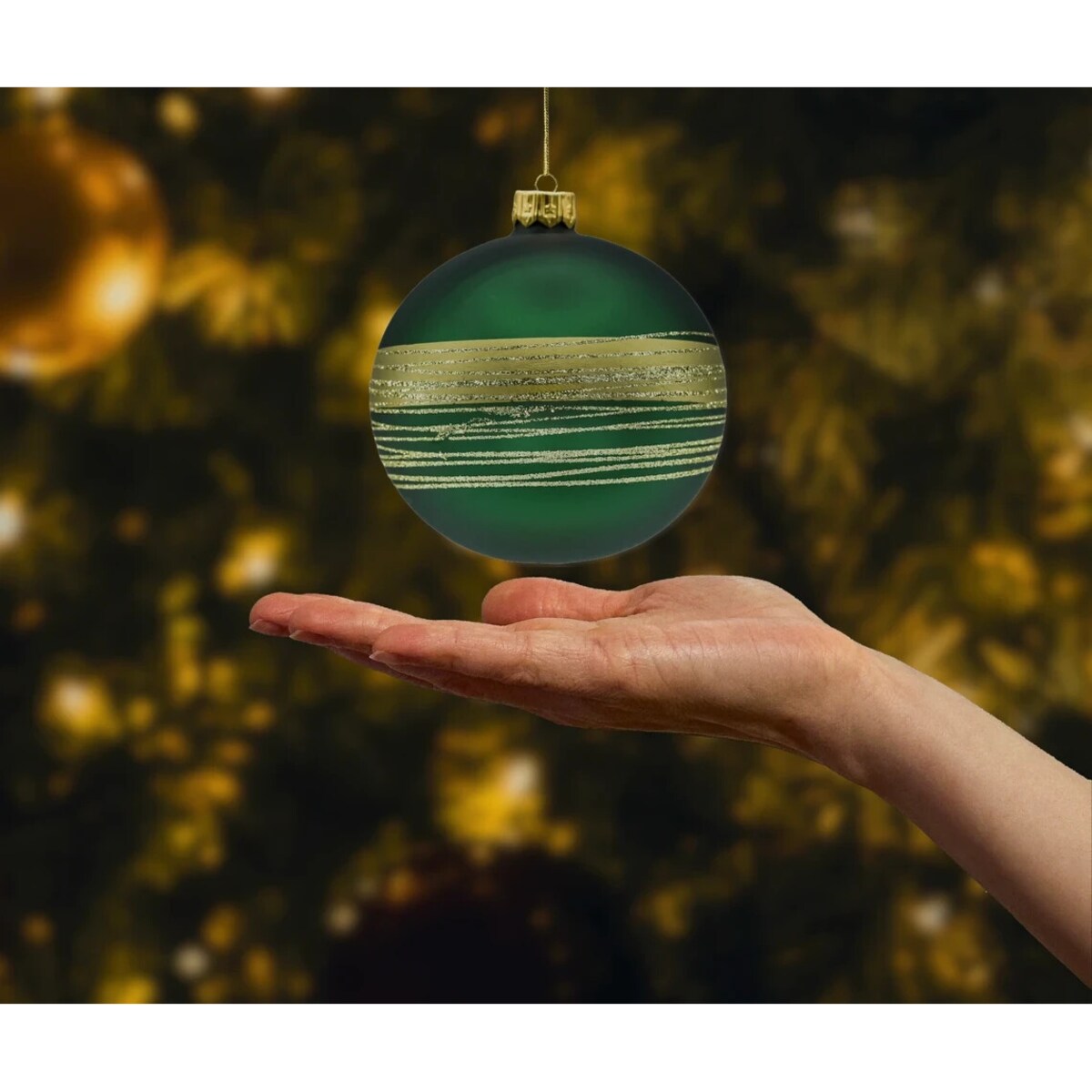 Bombki okrągłe ze złotymi pasami: 3 kolory