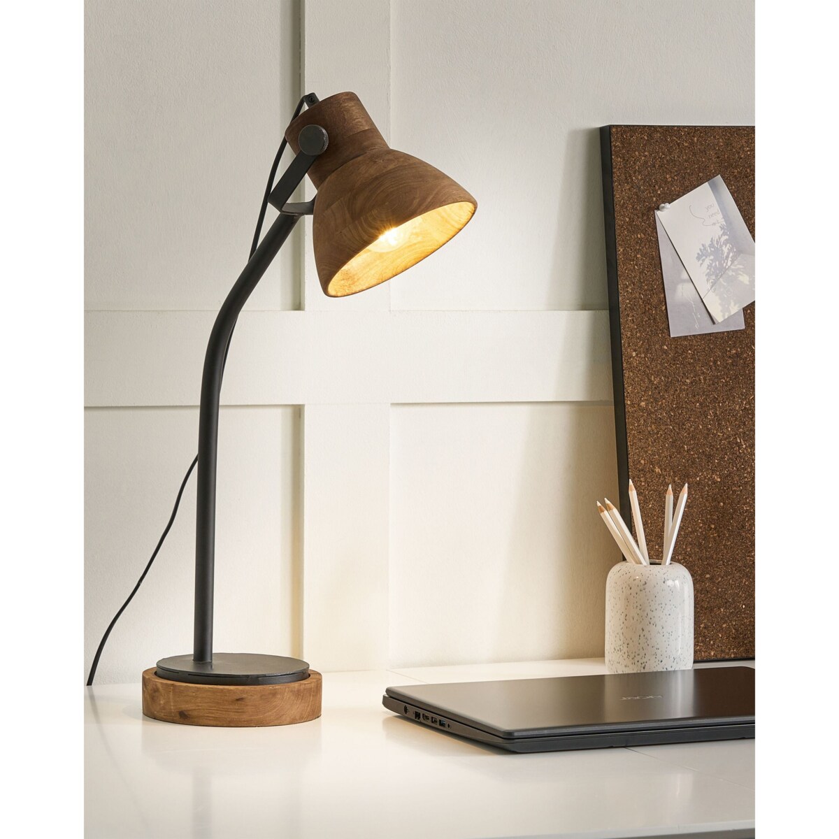 Lampa biurkowa KOLAR Drewno mango Ciemnobrązowy