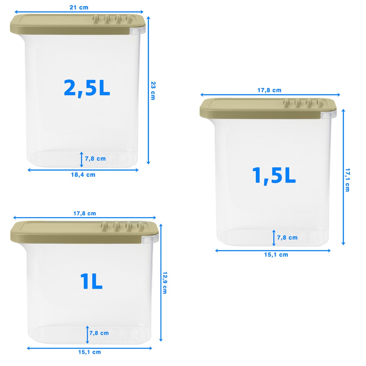 Pojemniki Dozowniki Shark Transparentne Zestaw 3 szt.