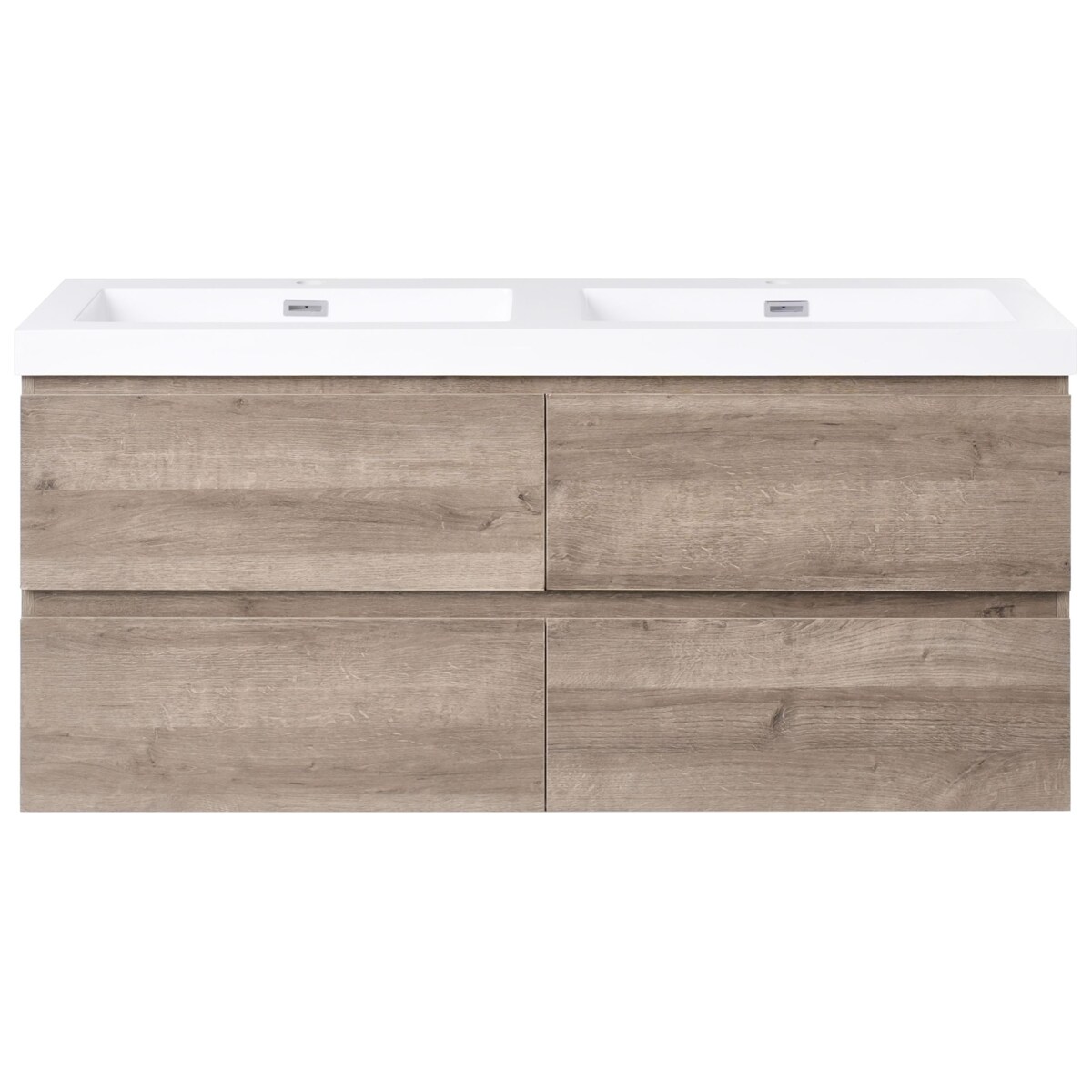 Szafka łazienkowa wisząca z podwójną umywalką VIEDMA 120 cm 52 cm Beżowoszary