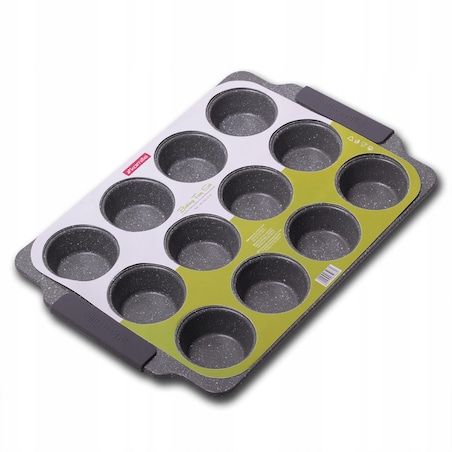 Forma do pieczenia babeczek muffinek stalowa 12 otworów 2 kolory KAMILLE