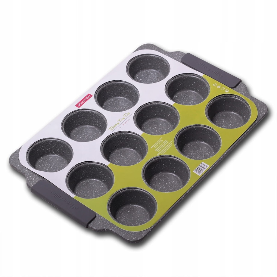 Forma do pieczenia babeczek muffinek stalowa 12 otworów 2 kolory KAMILLE