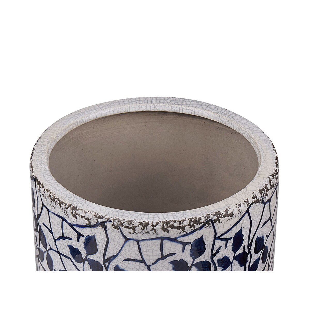 Wazon na kwiaty ceramiczny biały z niebieskim MYOS