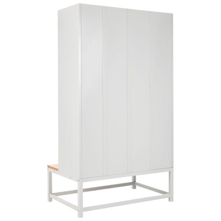 Szafa socjalna ubraniowa czterodrzwiowa z ławką ATHLETE Metal Szary/ biały