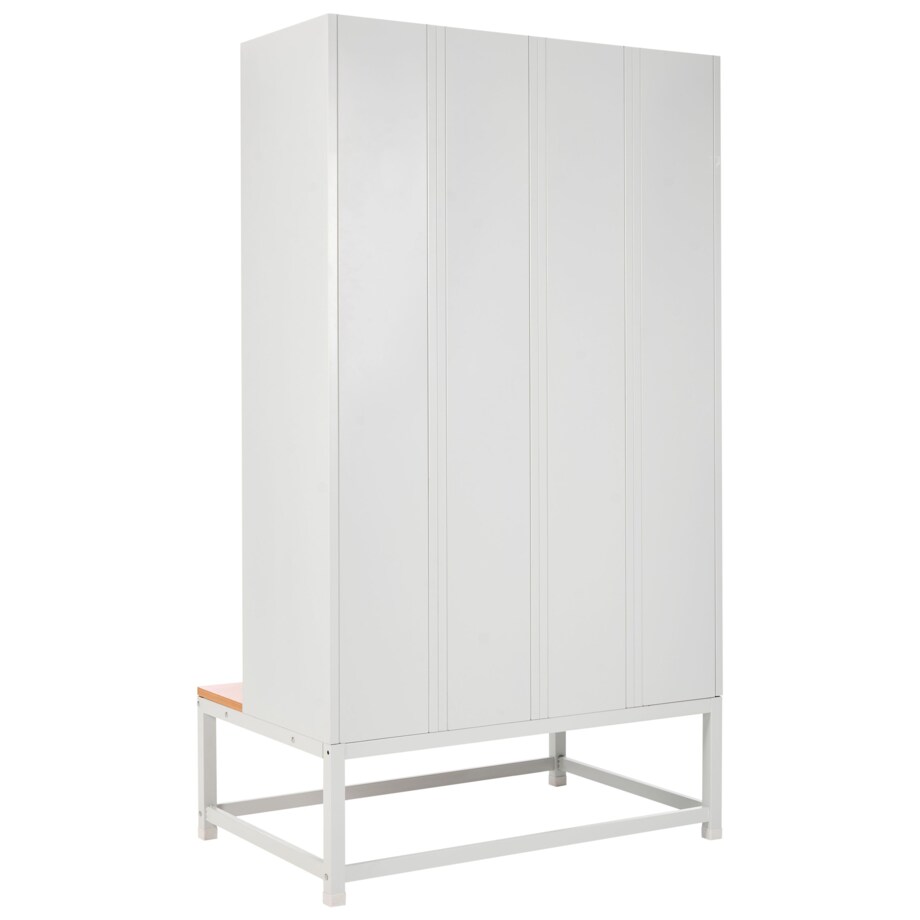 Szafa socjalna ubraniowa czterodrzwiowa z ławką ATHLETE Metal Szary/ biały