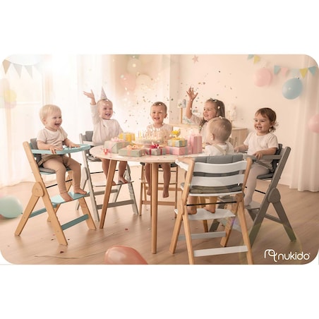 Drewniane krzesełko do karmienia Nukido składane regulowane pasy 702001