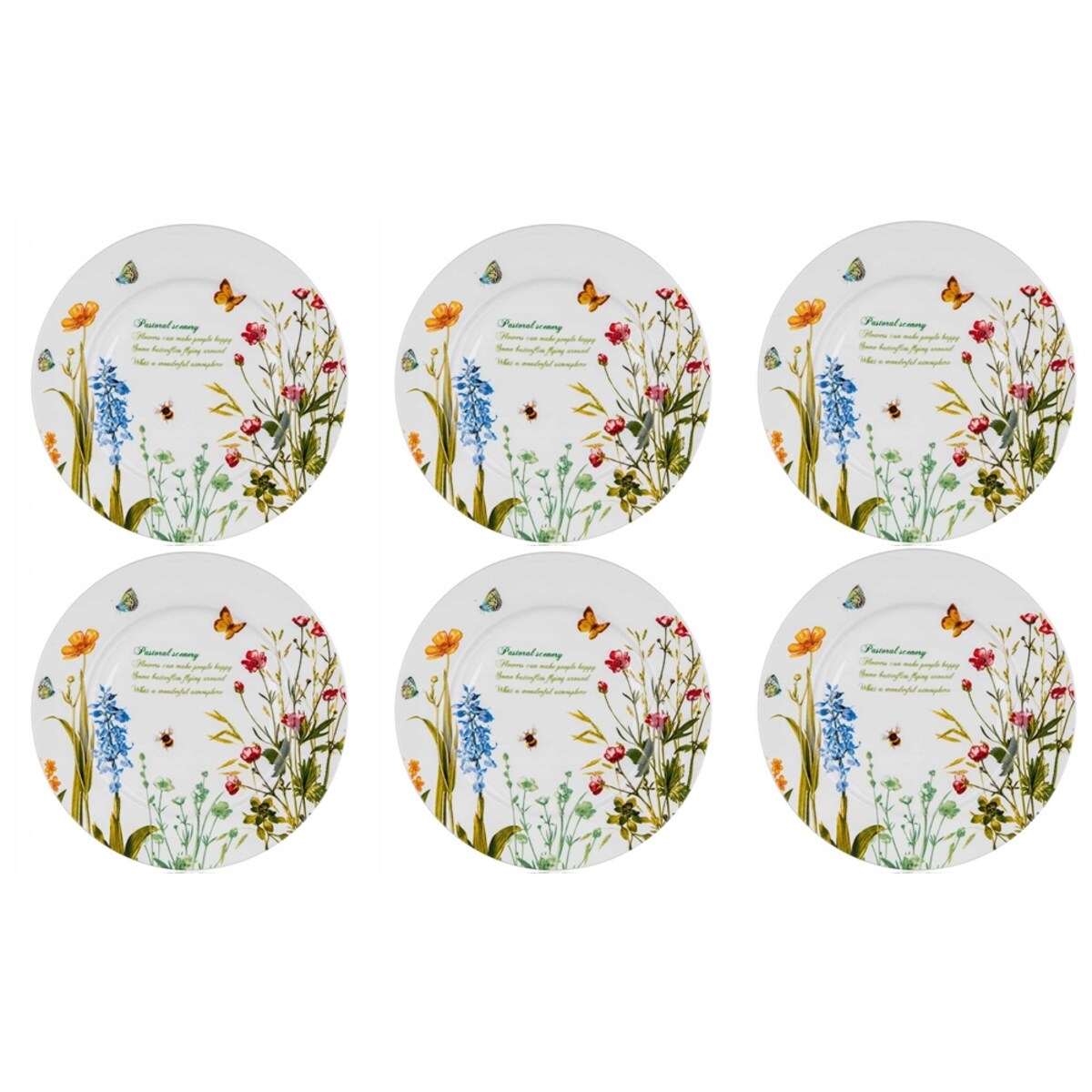 TALERZE DESEROWE 6x 19 cm KWIATY banquet na ciasta desery święta prezenty