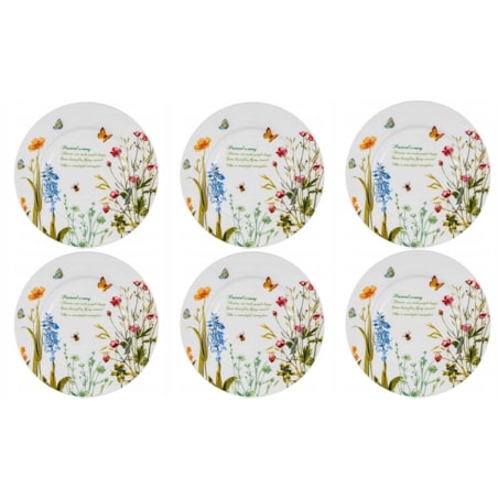 TALERZE DESEROWE 6x 19 cm KWIATY banquet na ciasta desery święta prezenty