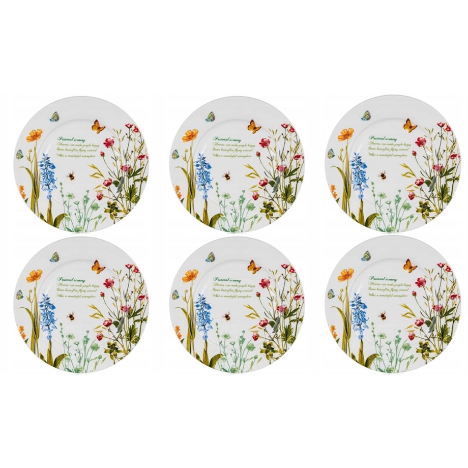 TALERZE DESEROWE 6x 19 cm KWIATY banquet na ciasta desery święta prezenty