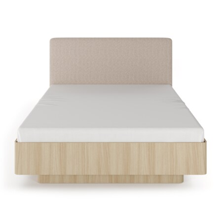 Łóżko do sypialni KIKI z tapicerowanym zagłówkiem i metalowym stelażem