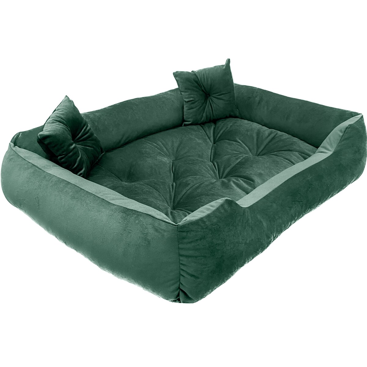 Legowisko Dla Psa Kanapa Posłanie Welurowe 90X75 Cm Pikowane Prestiżowe Zielone