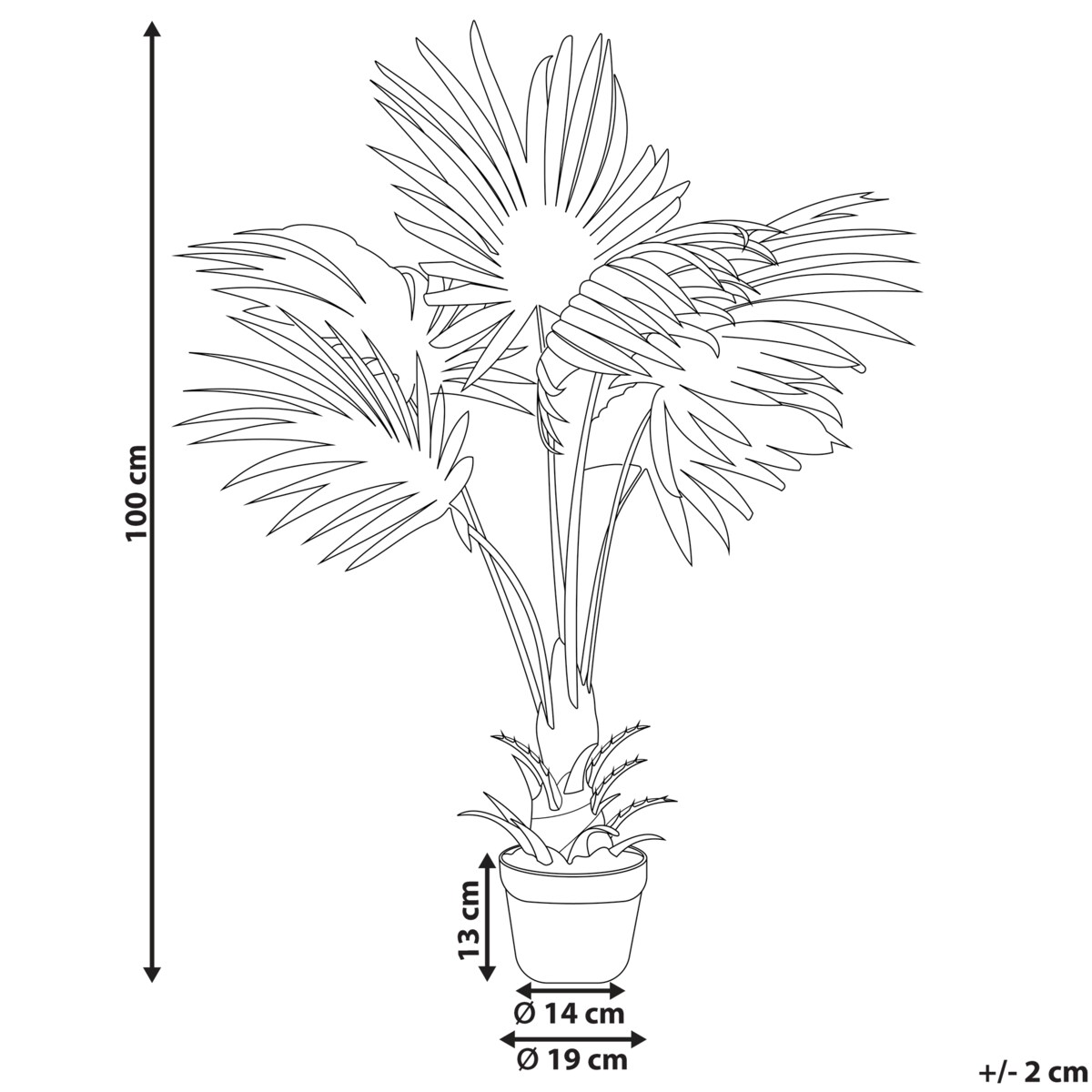 Sztuczna roślina FAN PALM 100 cm Zielony