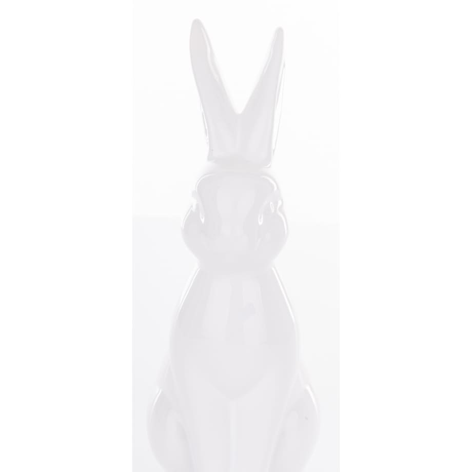 Dekoracja - siedzący biały królik 18x13x13 cm BIAŁEK