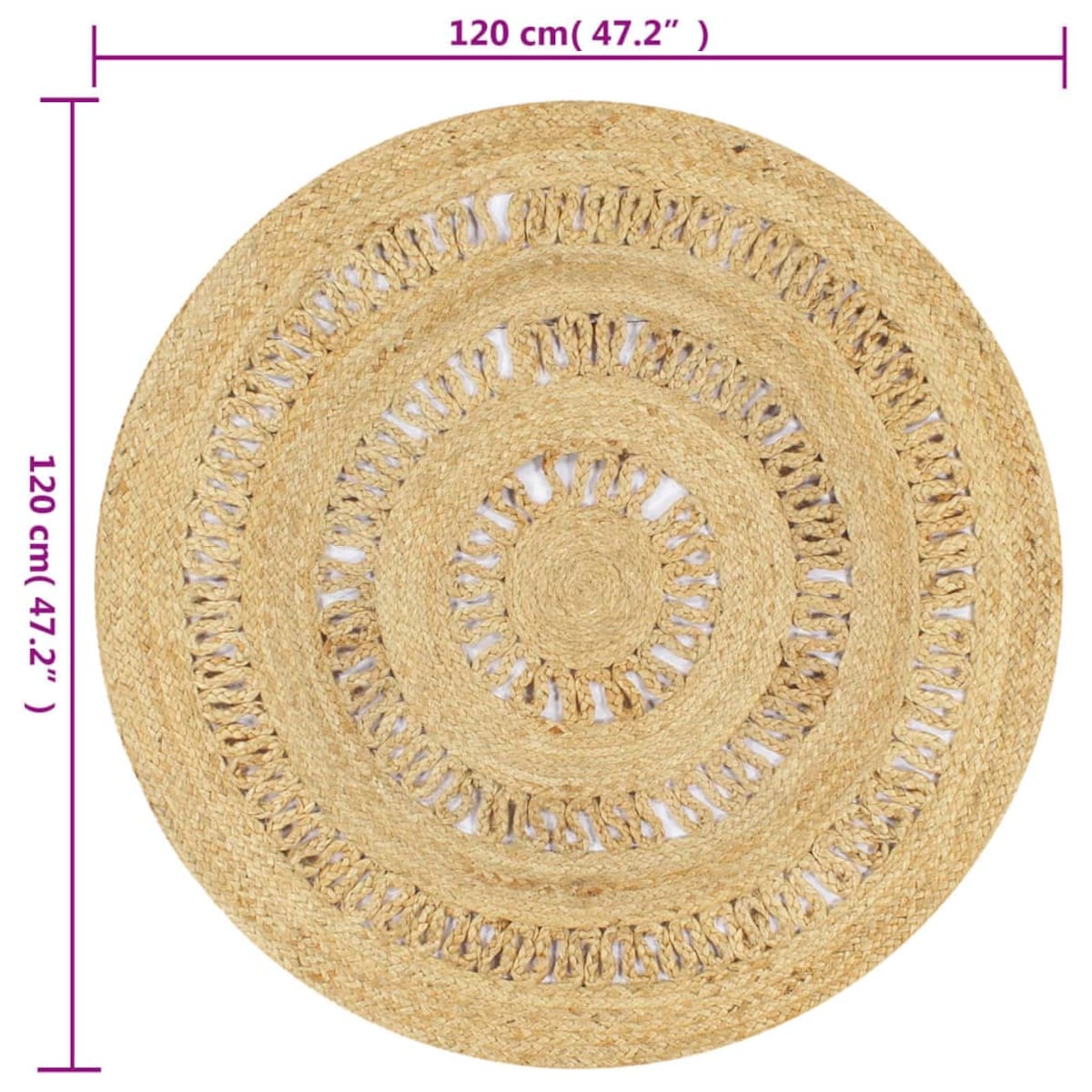 vidaXL Dywan ręcznie wypleciony z juty, 90 cm