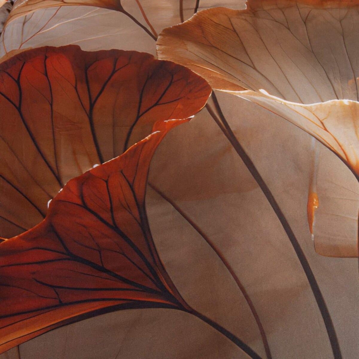 Pościel satyna bawełniana 180x200 Satynlove Premium beżowa w liście