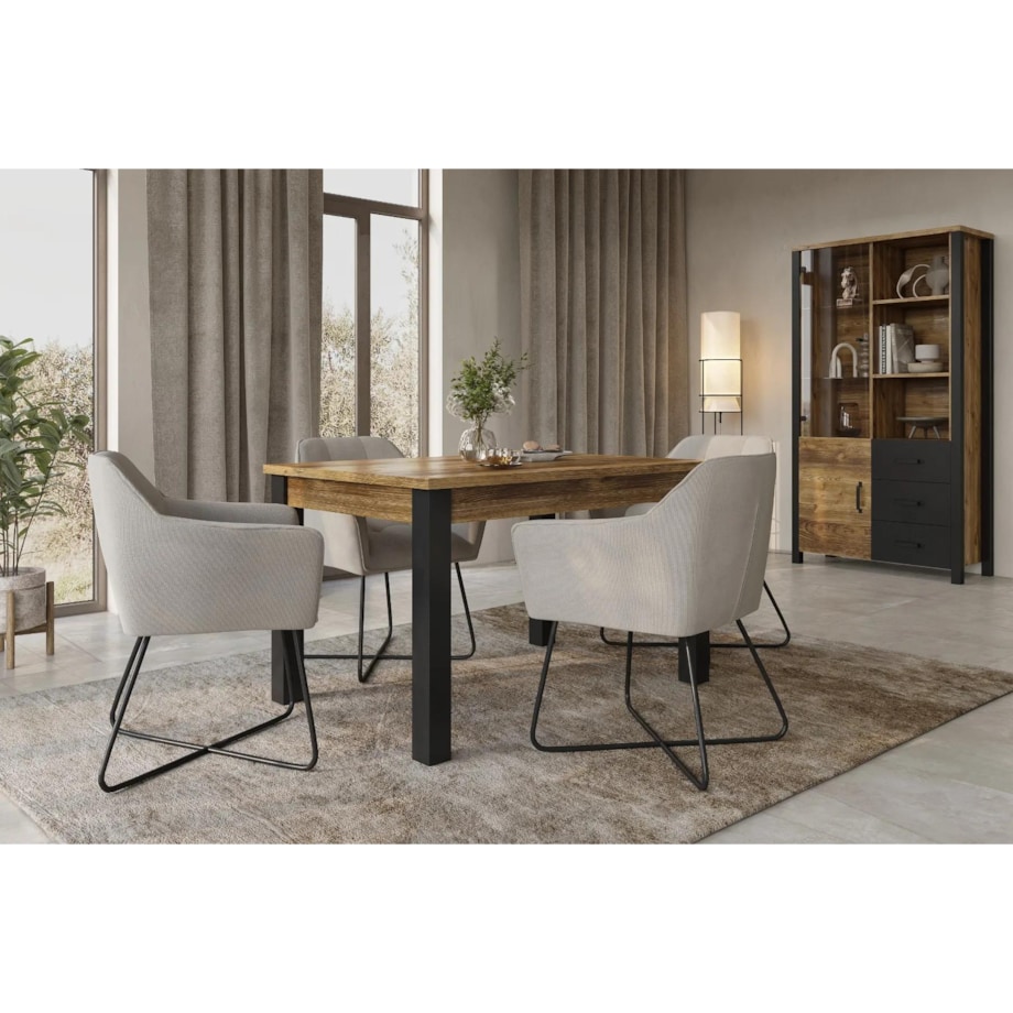 Stół OLIN 180x95 appenzeller fichte/czarny