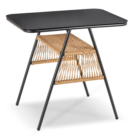 Zestaw 2 Krzesła Ogrodowe I Stolik Rattan Na Ogród Balkon Taras Brąz TRISTE