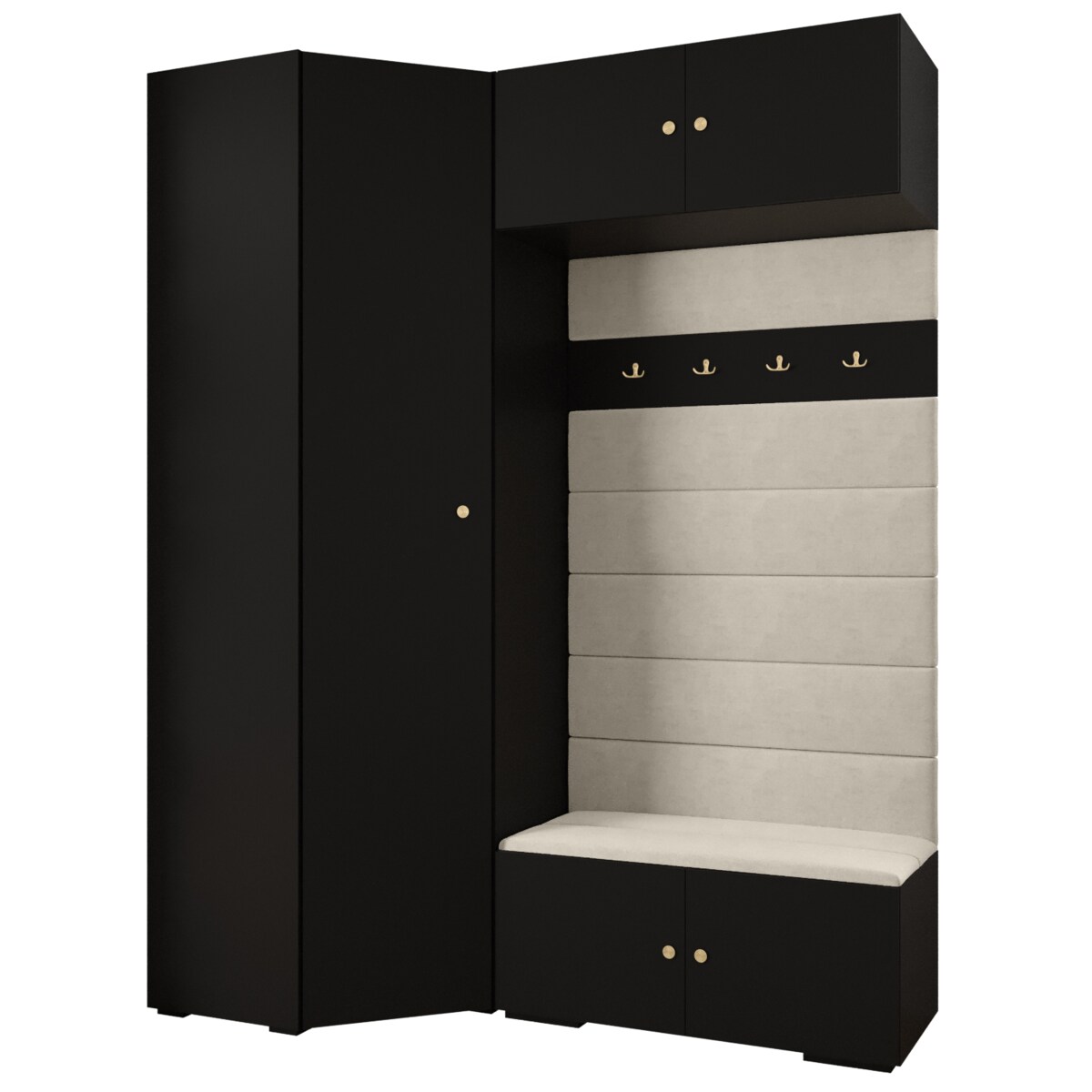 Garderoba do przedpokoju INOVA 2 Z21 czarny+złoty+manila02