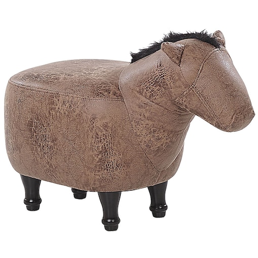 Pufa zwierzak HORSE Ekoskóra Jasnobrązowy Koń