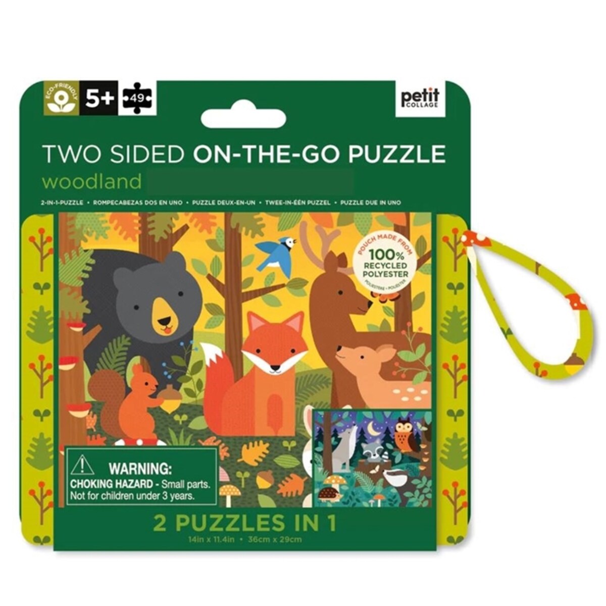 Petit Collage Puzzle Dwustronne w Torebce 49 el. Las