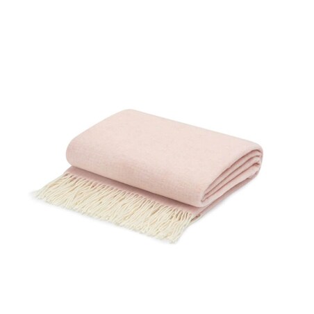 Koc z wełny merino z domieszką kaszmiru różowy