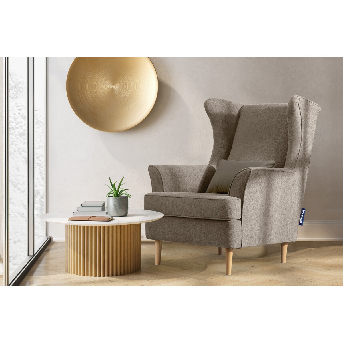 KONSIMO STRALIS Fotel, kolor brązowy