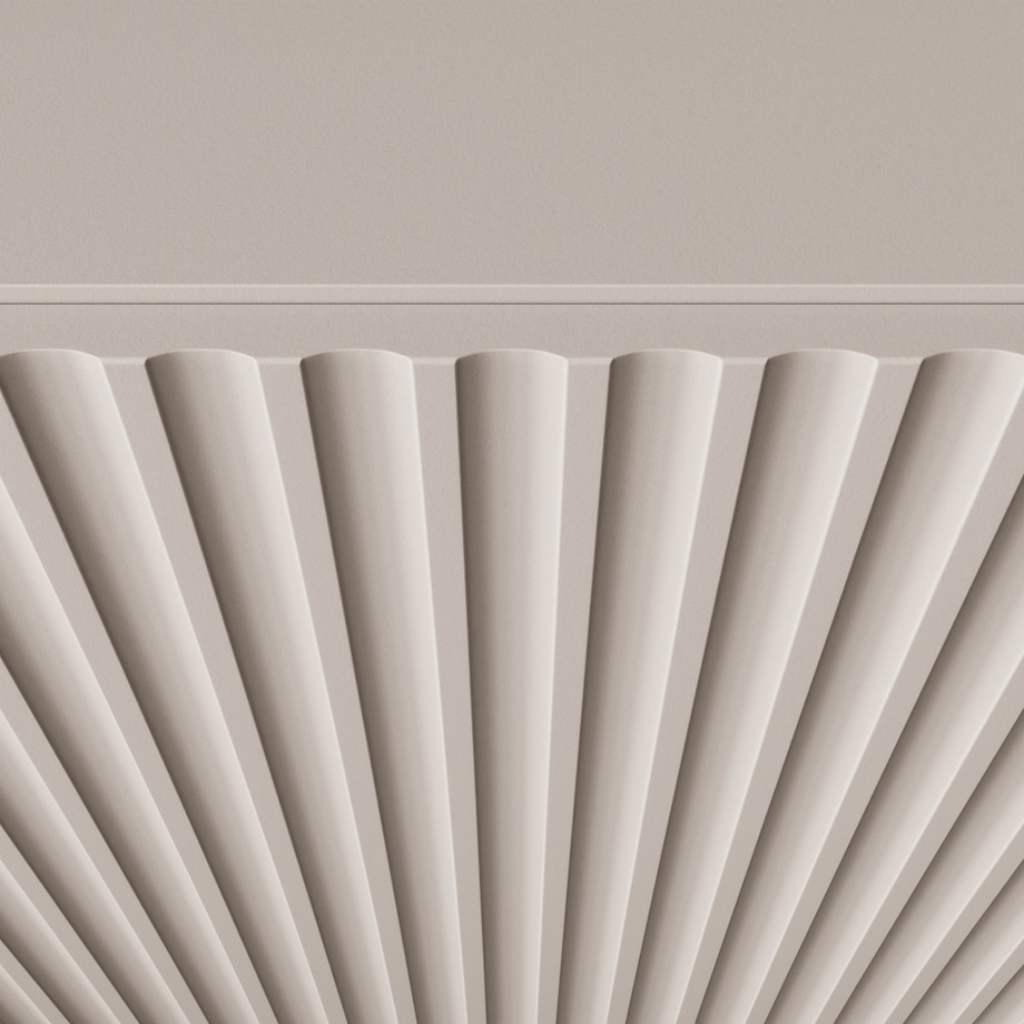 Stojąca szafka RTV NOELI pod telewizor, z ryflowanym frontem - kaszmirowa