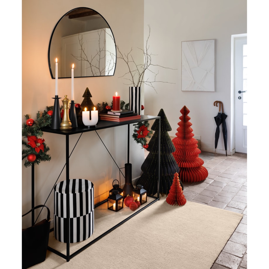 Lustro półokrągłe do przedpokoju ALICE, metalowa rama, 90 x 65 cm