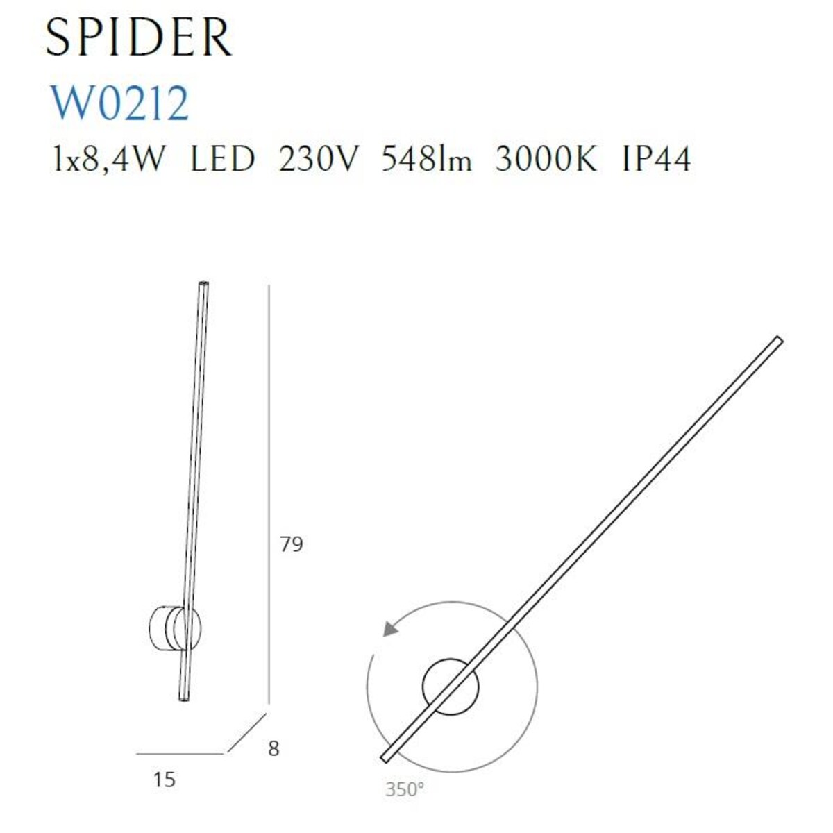 Kinkiet LAMPA ścienna SPIDER W0212 Maxlight metalowa OPRAWA kinkiet LED 8,4W 3000K listwa biała