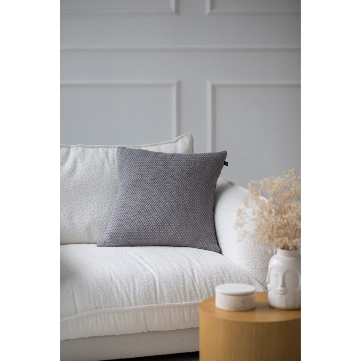 Poszewka rustykalna kwadratowa szara, 50 x 50 cm, La Manta