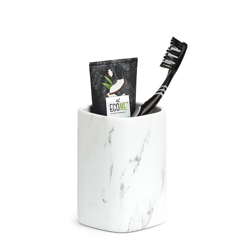 Ceramiczny kubek na szczoteczki MARBLE, kolor biały