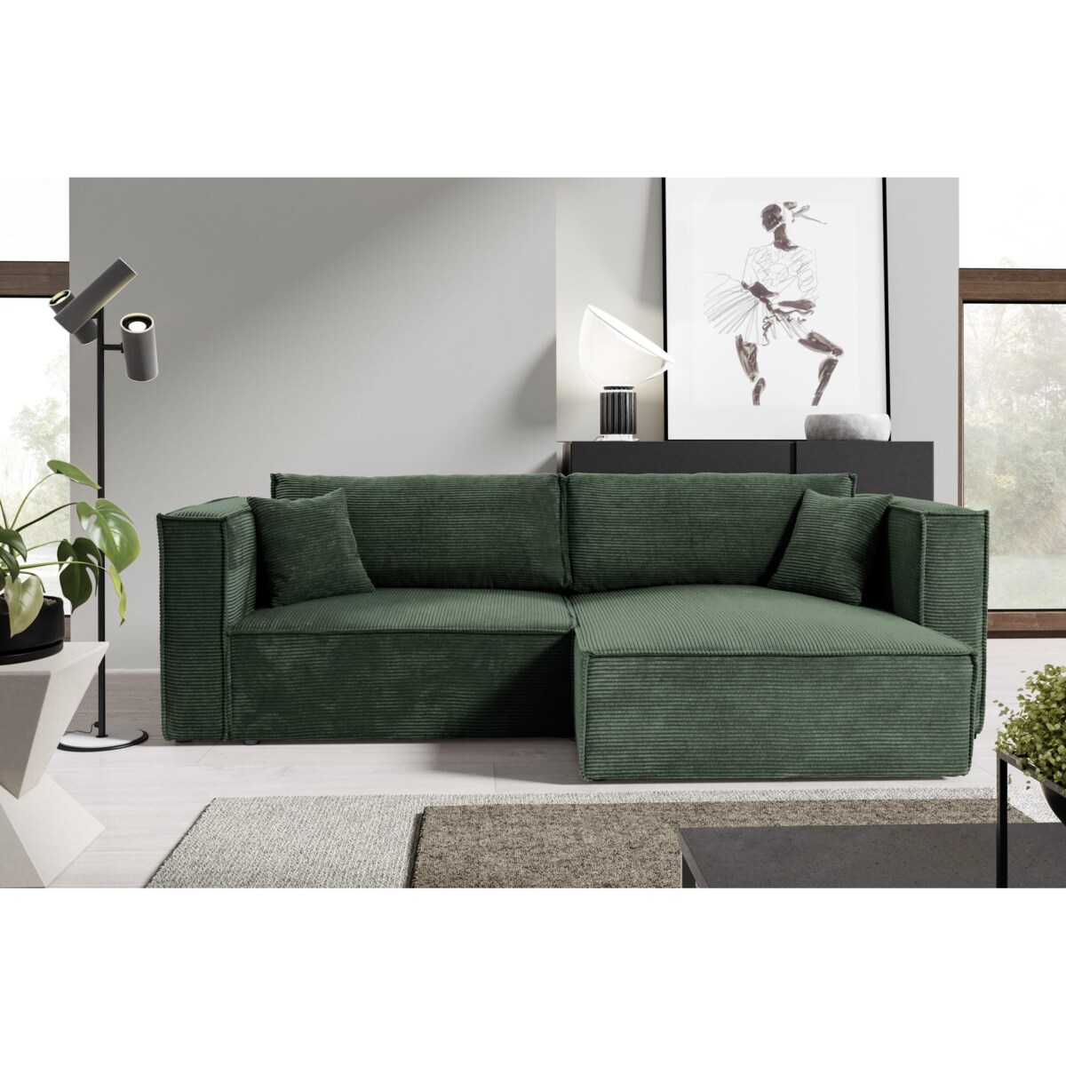 Narożnik KEYMON z funkcją spania sztruks Kolor: POSO 14