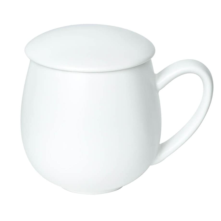 Kubek z zaparzaczem i pokrywką biały matowy - super zestaw do przygotowania herbaty, perfekcyjny podarunek prezent dla mamy, taty, babci, dziadka