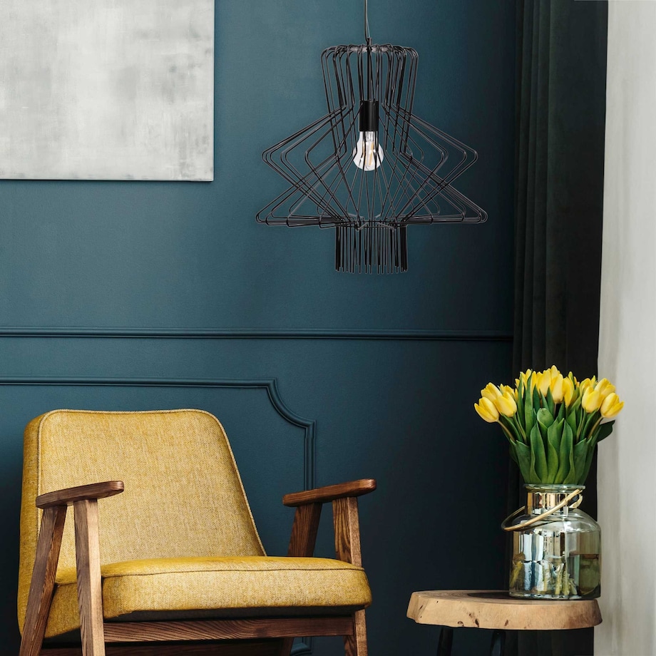 Lampa Sufitowa Wisząca App1458-1Cp Czarny, Metal