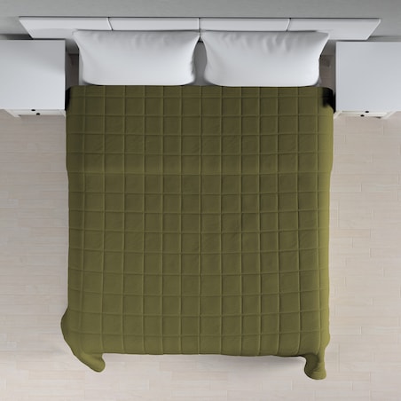 Narzuta pikowana w kratę 260x210 oliwkowa zieleń