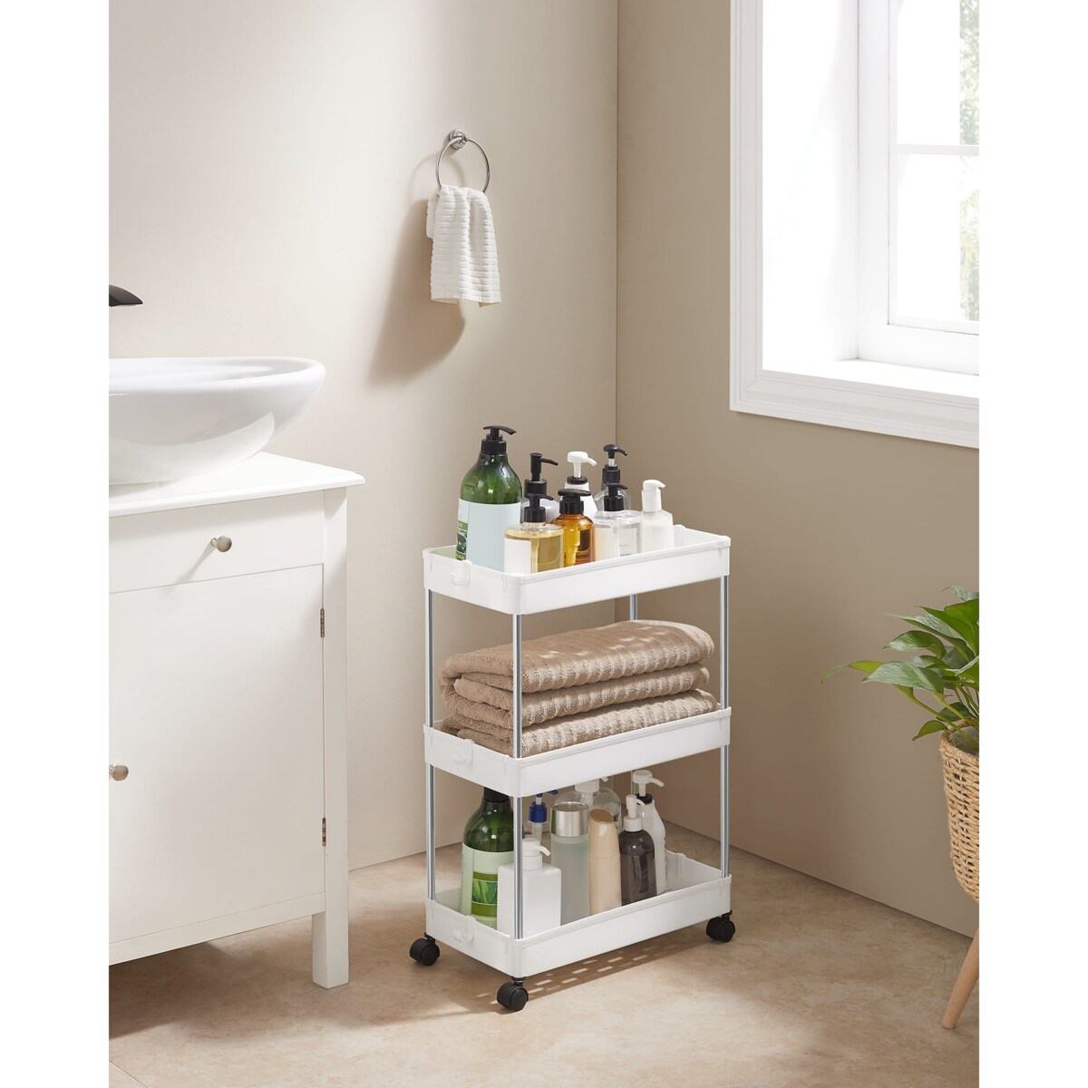 Szafka Na Kółkach 3 Półki Regał Biały