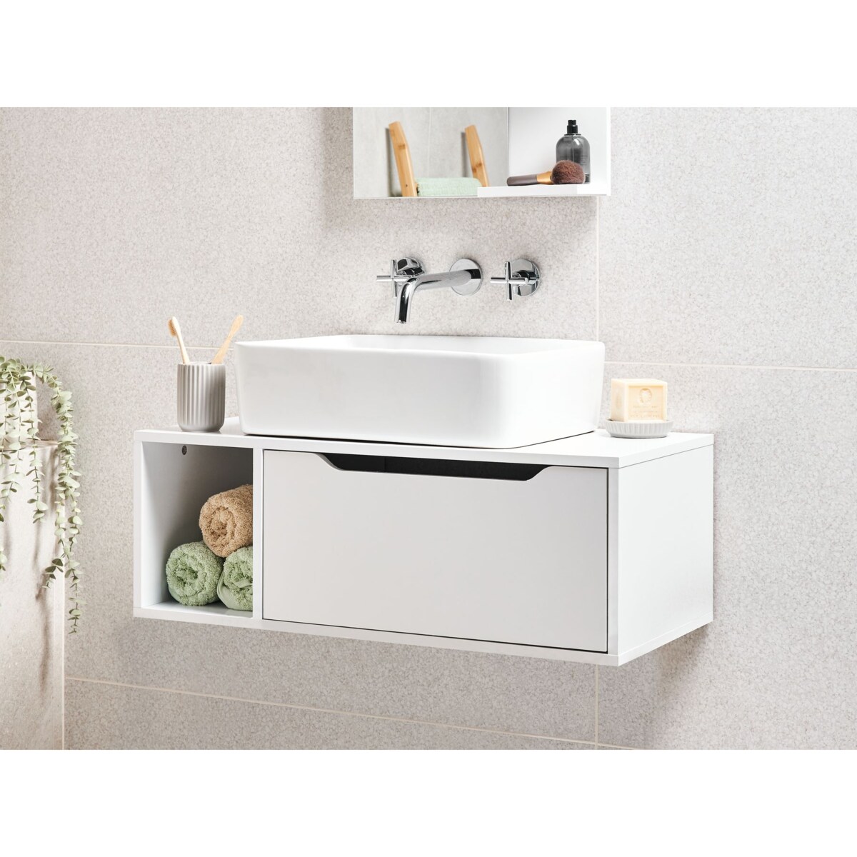 Wisząca szafka pod umywalkę CASCAVEL 80 cm Biały