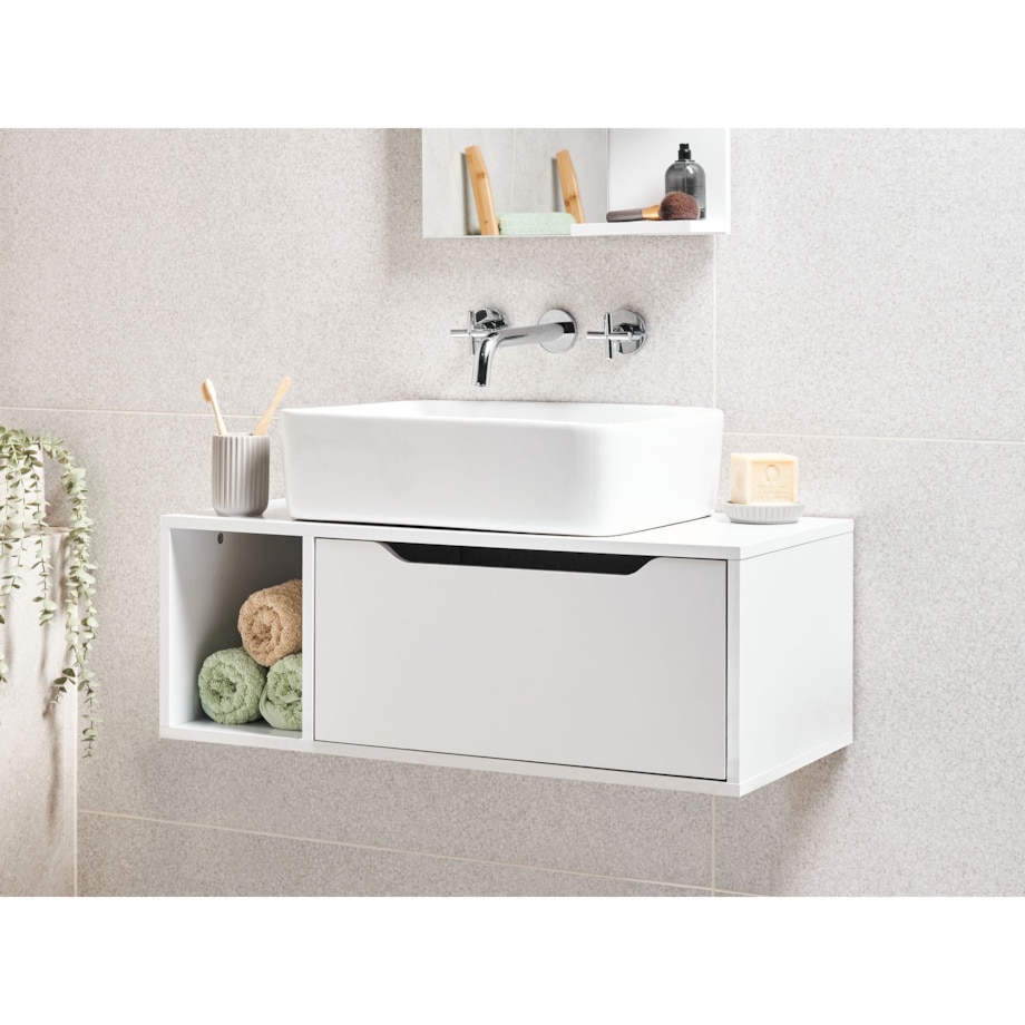 Wisząca szafka pod umywalkę CASCAVEL 80 cm Biały